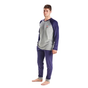 Fluwelen herenpyjama met lange mouwen en ronde hals MU3