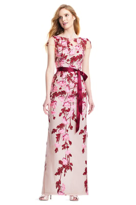 Cascading Floral Column Gown in Multicolour