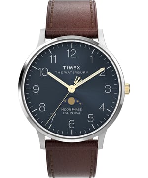 Timex Waterbury Classic Maanfase Herenhorloge Bruin TW2W75600