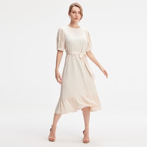 Viscose blouse-jurk met donzige zoom