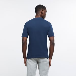 River Island Mens T-Shirt Navy Ri Studio Slim Fit Tee