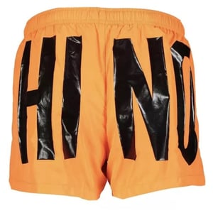 Moschino Brand Print Logo Light Orange Short Swim Shorts