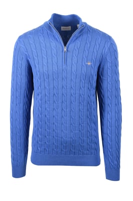 Gant Cotton Cable Half Zip Knitwear Rich Blue