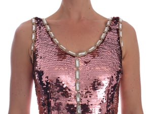 Dolce & Gabbana Women's Pink Sequined Sheath Crystal Dress Gown