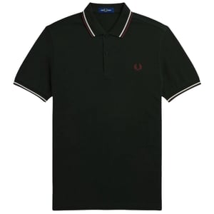 Fred Perry rood/wit twin getipt donkergroen poloshirt
