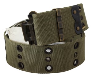 Ermanno Scervino Women's Green 100% Cotton Rustic Bronze Buckle Belt