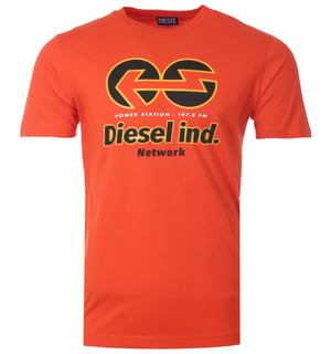 Diesel Power Station-logo Pittig oranje T-shirt