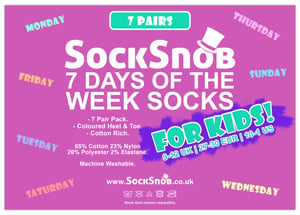 Kids Novelty Days of the Week Socks | 7 Pairs | For Boys & Girls
