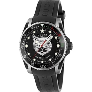 Gucci YA136320 Feline Motief Zwarte Wijzerplaat Unisex horloge
