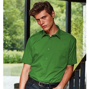Premier Heren Korte Mouw Formele Poplin Gewoon Werk Shirt (Smaragd)