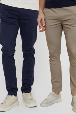 2-Pack Cotton Slim Fit Chino Trousers With Stretch