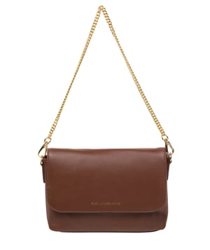 'Jazmine' Dark Tan Nappa Leather Grab Clutch Bag