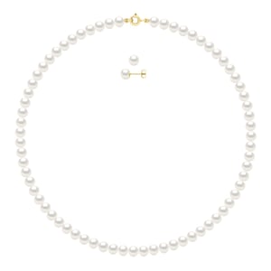 Set being composed of : Necklace of Real Cultured Freshwater Pearls Semi Round 6-7 mm