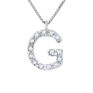Ketting Diamonds 0.07 Cts alfabet letter "G" witte goud 18 Karaat