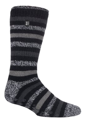 Heat Holders Mens Twist Stripe Patterned Fleece Lined Slipper Socks