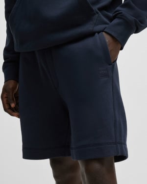 BOSS Orange Sewalk Heren Katoenen Frottee Korte Broek met Logo Badge