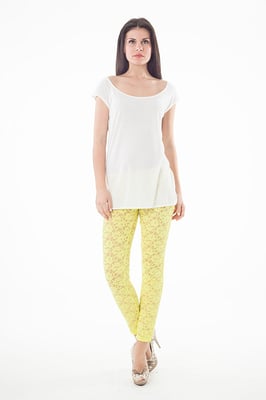 Kanten legging in geel