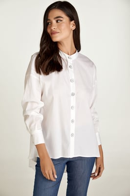 Vit blus med mandarinkrage
