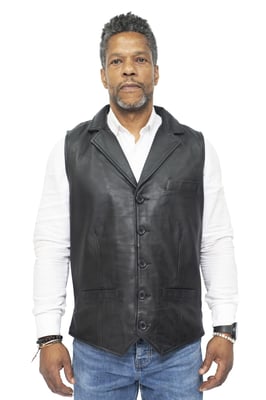 Heren slim klassiek lederen vest-Bristol