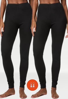M & S Womens 2 Pack Thermal Pointelle Leggings In Black