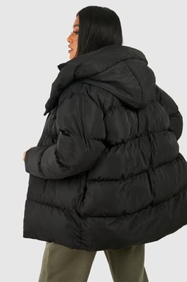 Petite Oversized Pocket Detail Puffer Jacket