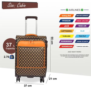 Brown Lightweight Luggage Travel Cabin Suitcase