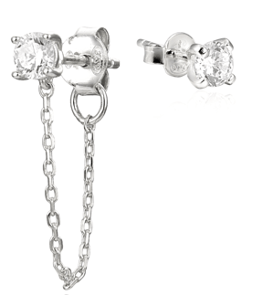 Gena.paris 'Stone' Dames 925 Sterling Zilveren Stud Oorbellen - Zilver GBO1531-W