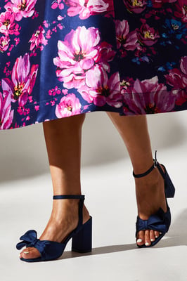 Tina Satin Soft Ruffle High Block Heel Sandals