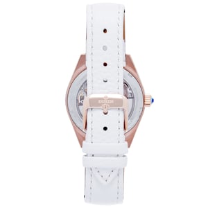 Keizerin Magnolia Automatic MOP Skeleton Dial Leather-Band Watch