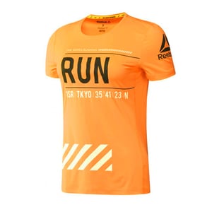 Reebok Womens Running Tee Neon Orange Training Top Gym T-Shirt BK1186