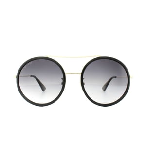 Gucci Zonnebril GG0061S 001 Zwart Goudgrijs Verloop
