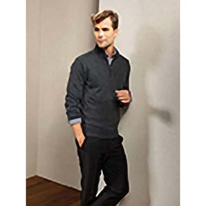 Premier Mens 1/4 Zip Neck Knitted Sweater (Charcoal)