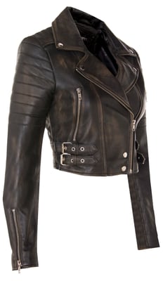 Womens Brando Cropped läderjacka-Longtown