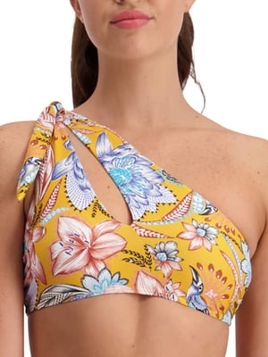 Sunshine Bloom Tie Shoulder Bikini Top Golden