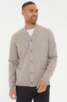 Taupe Knitted Button Up Cardigan