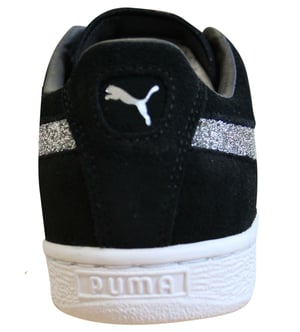 Puma Classic x Swarovski Svart Silver Läder Lace Up Träningsskor för herrar 366324 01