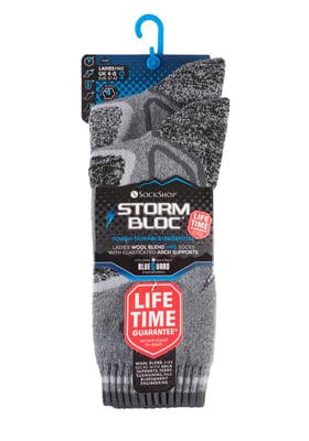 2 Pairs Ladies Cushioned Wool Blend Hiking Socks with Arch Support