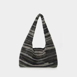 Crystal Mesh Armpit Hobo Bag - Kara - Black Stripes - Strass