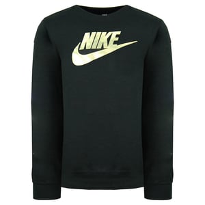 Nike Graphic Logo Black Long Sleeve French Terry Crew Kids Sweaters CU8518 010