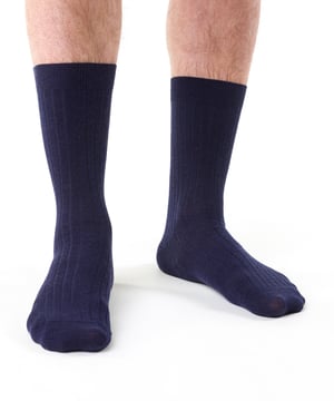 Steven - Mens Merino Wool Socks with Loose Soft Top for Swollen Feet -Navy