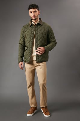 Cord Collar Diamond Quilted Jacket