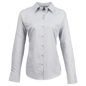 Premier Dames/Dames Signature Oxford Overhemd met lange mouwen (Zilver)