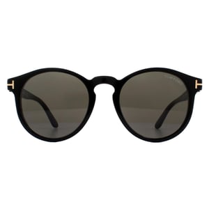 Tom Ford Round Unisex Shiny Black Grey Smoke Sunglasses