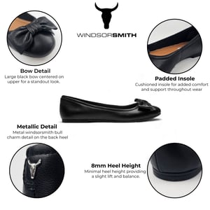 Windsor Smith Zwarte Leren Platte Schoenen Met Strik - Bunny
