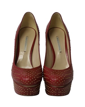 Nicholas Kirkwood Studded Platform High Heel Pumps in Red Leather
