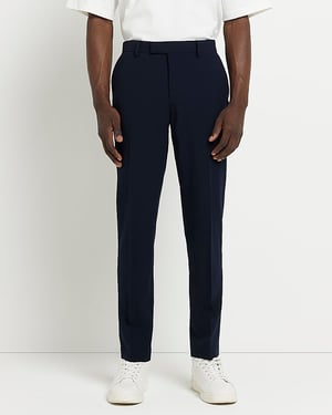River Island Mens Suit Trousers Navy Super Skinny Fit