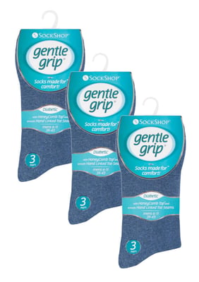 Gentle Grip - 9 Pairs Mens Non Elastic Cotton Soft Loose Top Socks - Blue
