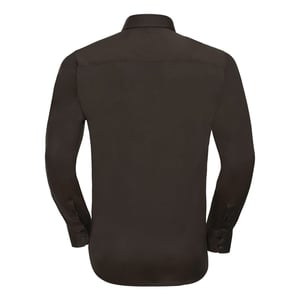 Russell Collection Heren Stretch Overhemd Met Lange Mouwen (Chocolade)