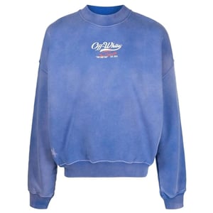 Off-White Wave Off Boxy Fit Crewneck Blå Sweatshirt