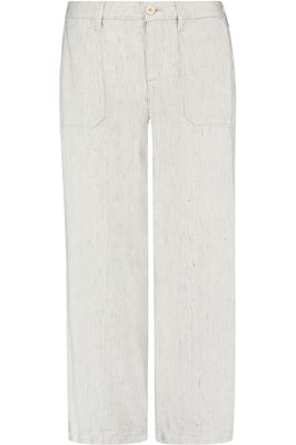 Wide Leg Ankle Trouser Gestreept Stretch Linnen | Slubby Stripe